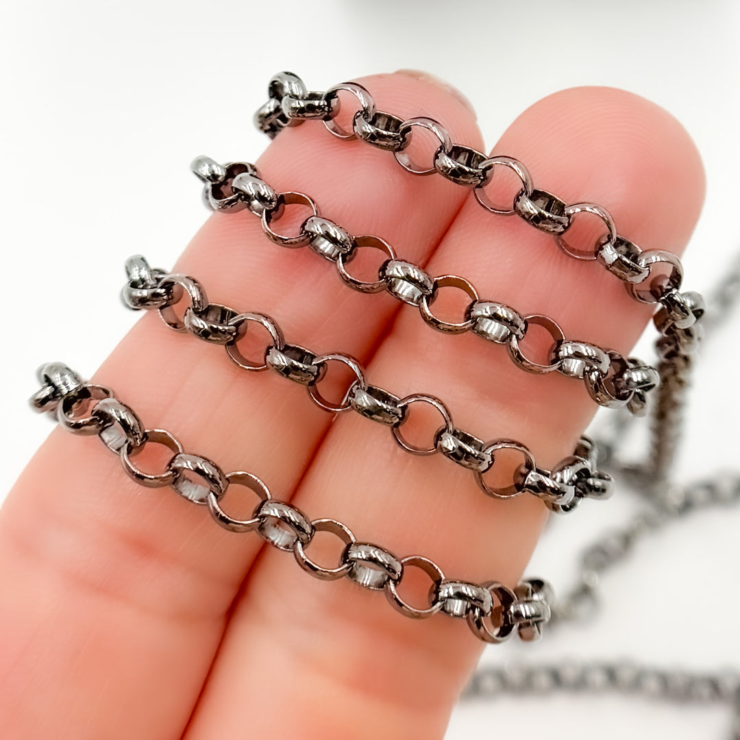 Sterling Silver Black Rhodium Rolo Chain