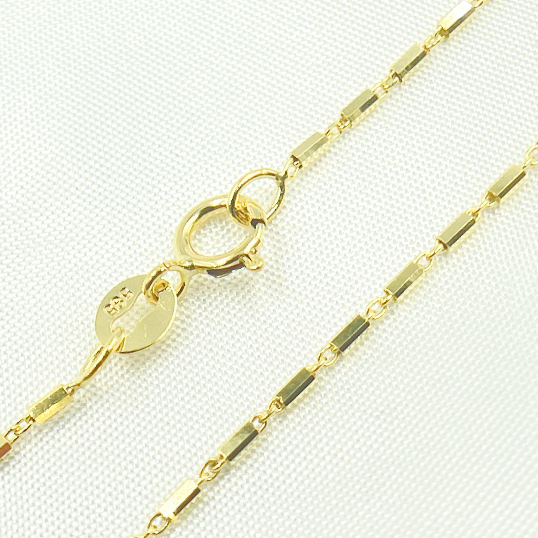 025R02E0TP0L8L. 14k Solid Yellow Gold Bars Link Chain