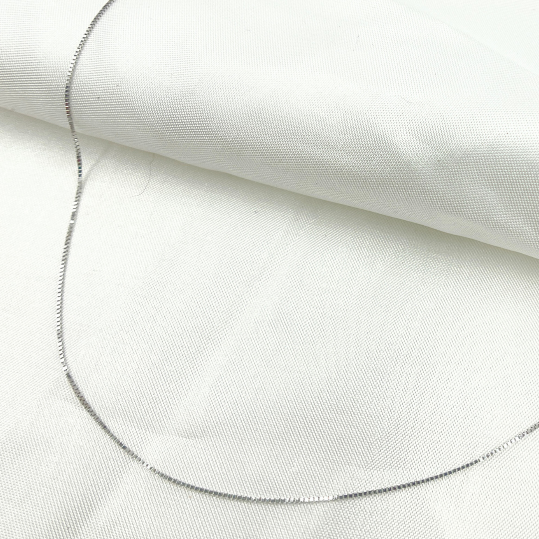 14K Solid White Gold Box Chain