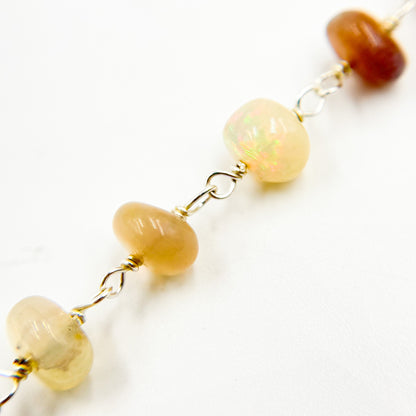 Opal Smooth Sterling Silver Wire Chain