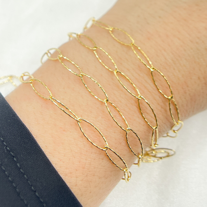 Gold Plated 925 Sterling Silver Diamond Cut Oval Link Chain