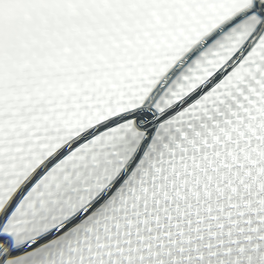 Black Rhodium Sterling Silver Diamond Cut Oval Link Chain