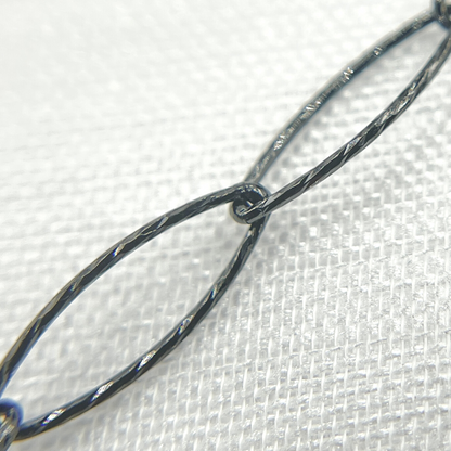 Black Rhodium Sterling Silver Diamond Cut Oval Link Chain