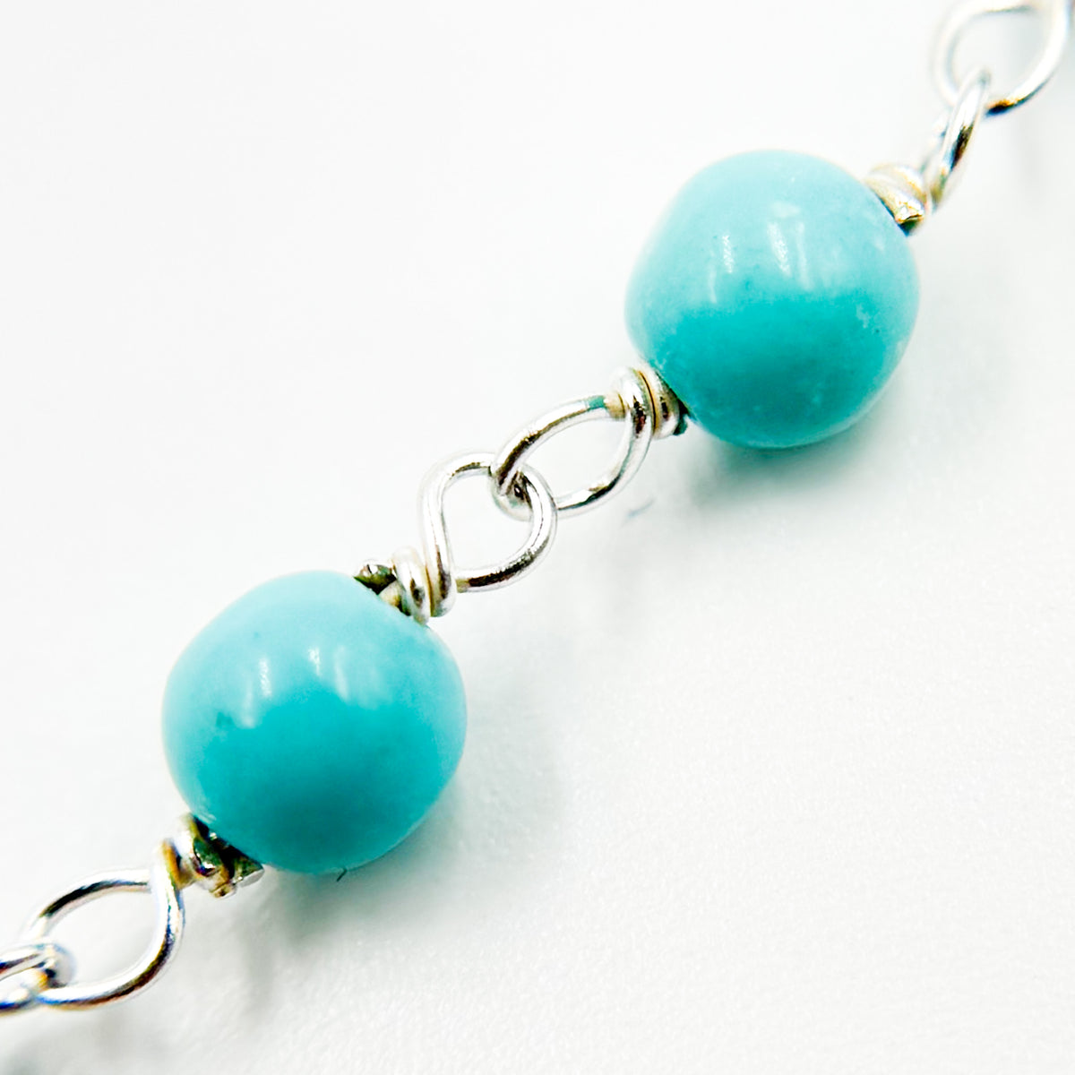Turquoise Dainty Bead Sterling Silver Wire Chain