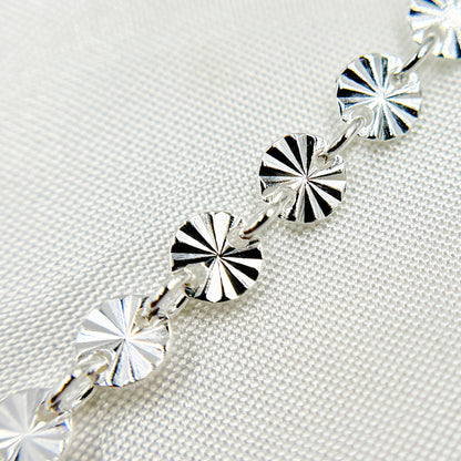 Sterling Silver Textured Circle Link Chain