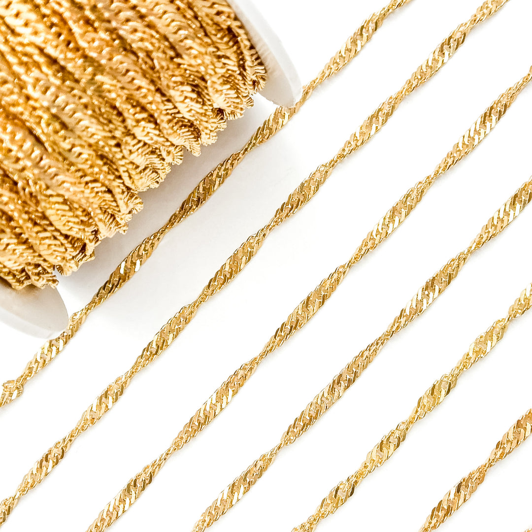 V319GF. 14K Gold Filled Twisted Singapore Unfinished Chain