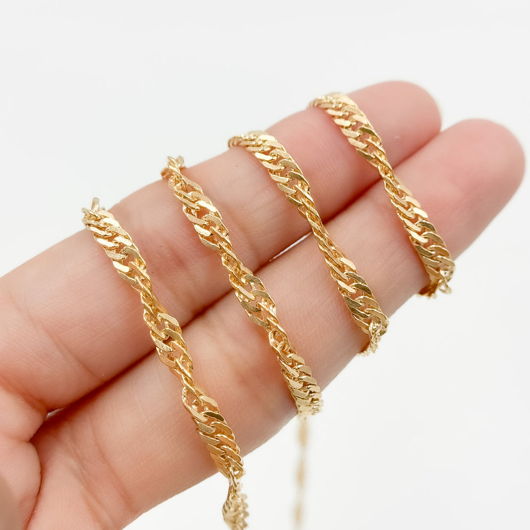 V319GF. 14K Gold Filled Twisted Singapore Unfinished Chain