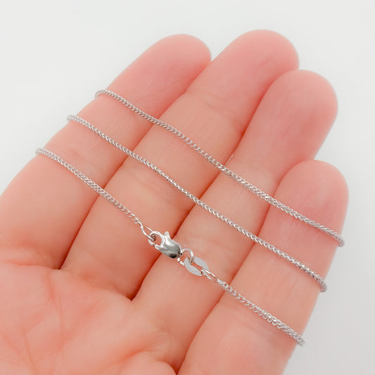 14K Solid White Gold Wheat Chain