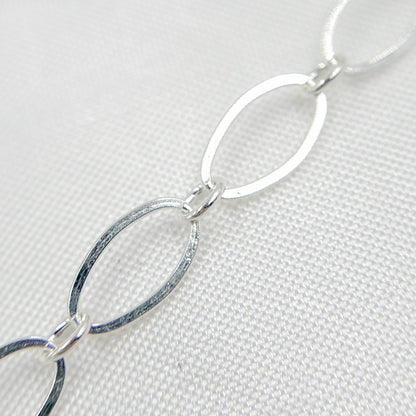Sterling Silver Flat Long and Short Oval Link Chain