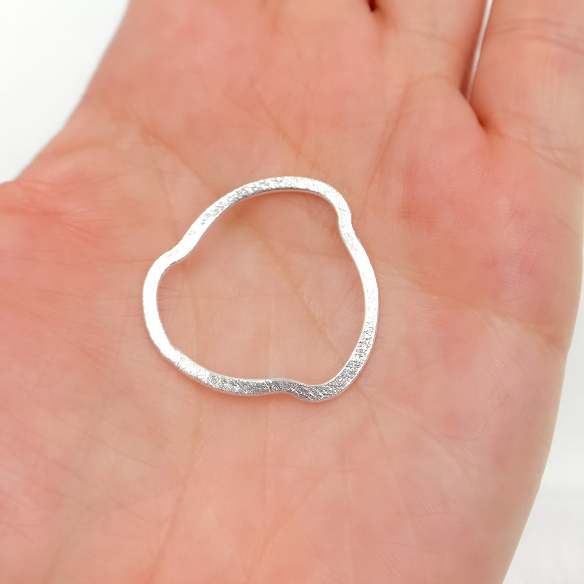 SSBS14. 30MM White Sterling Silver Brushed Uneven Connector
