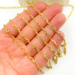 Load image into Gallery viewer, Z22GP. Gold Plated 925 Sterling Silver Hammered Long &amp; Short Oval Link Chain