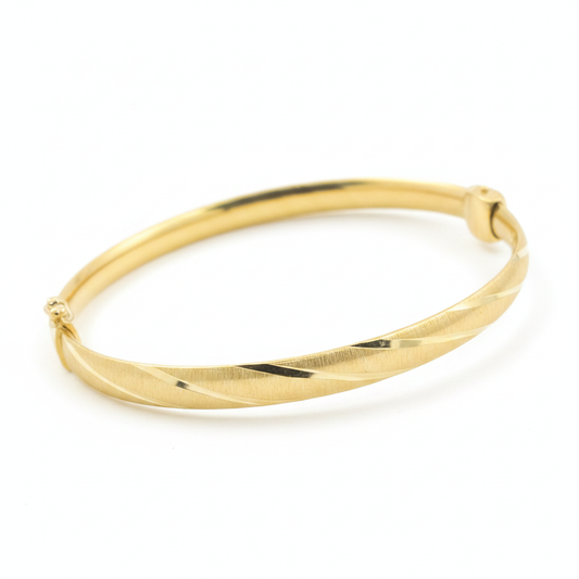 Bangle19. 14K Solid Gold Matte Textured Bangle