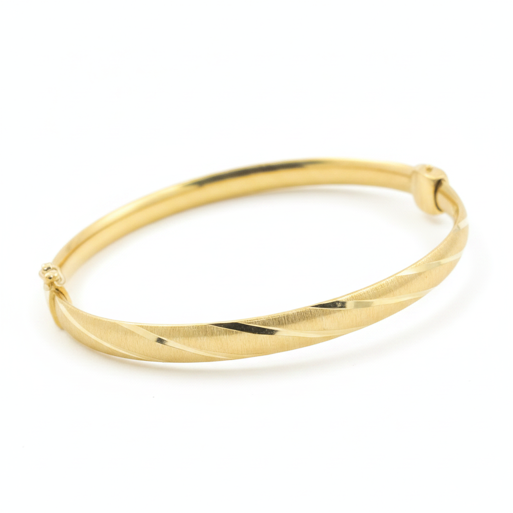 Bangle19. 14K Solid Gold Matte Textured Bangle