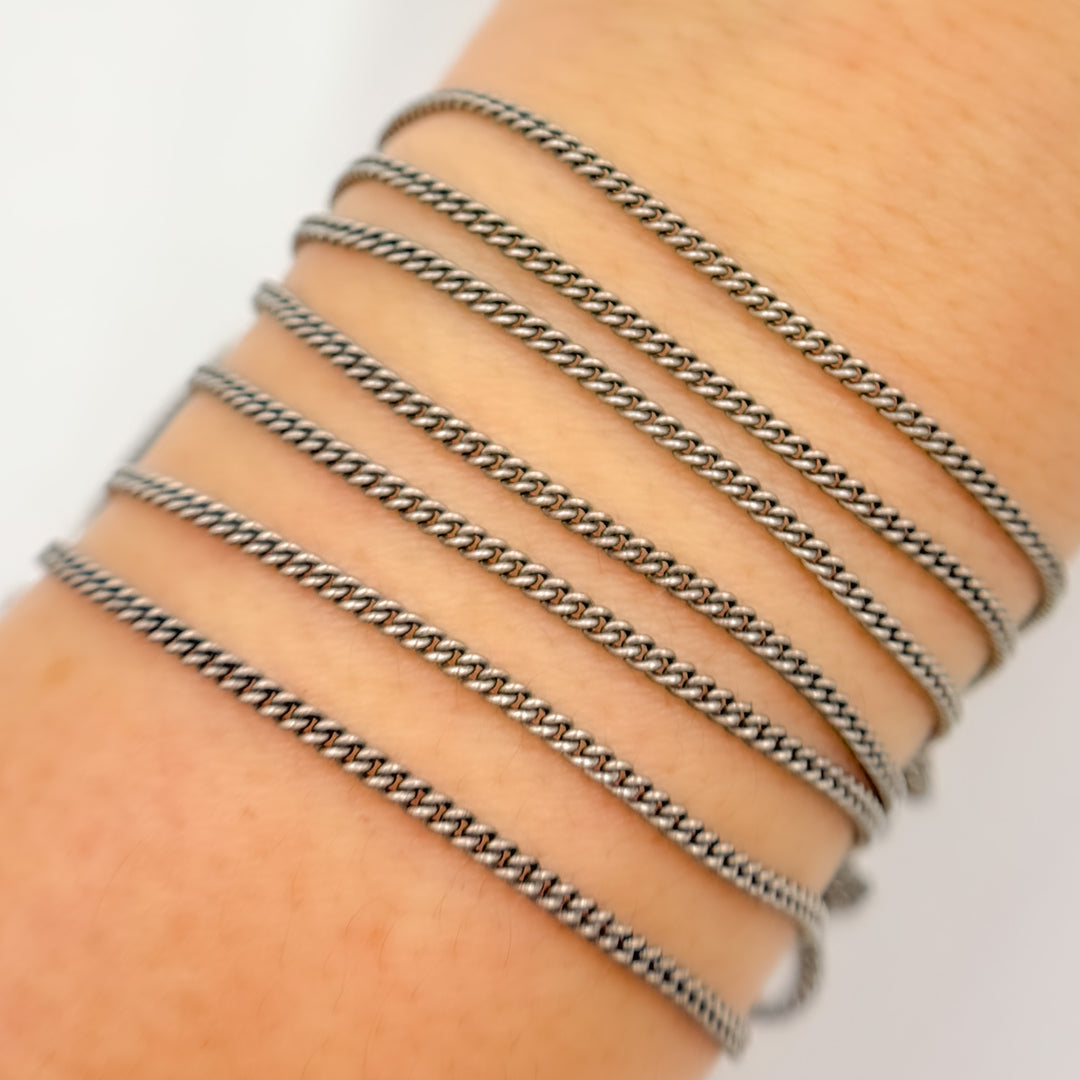 X17OX. Oxidized Sterling Silver Curb Chain