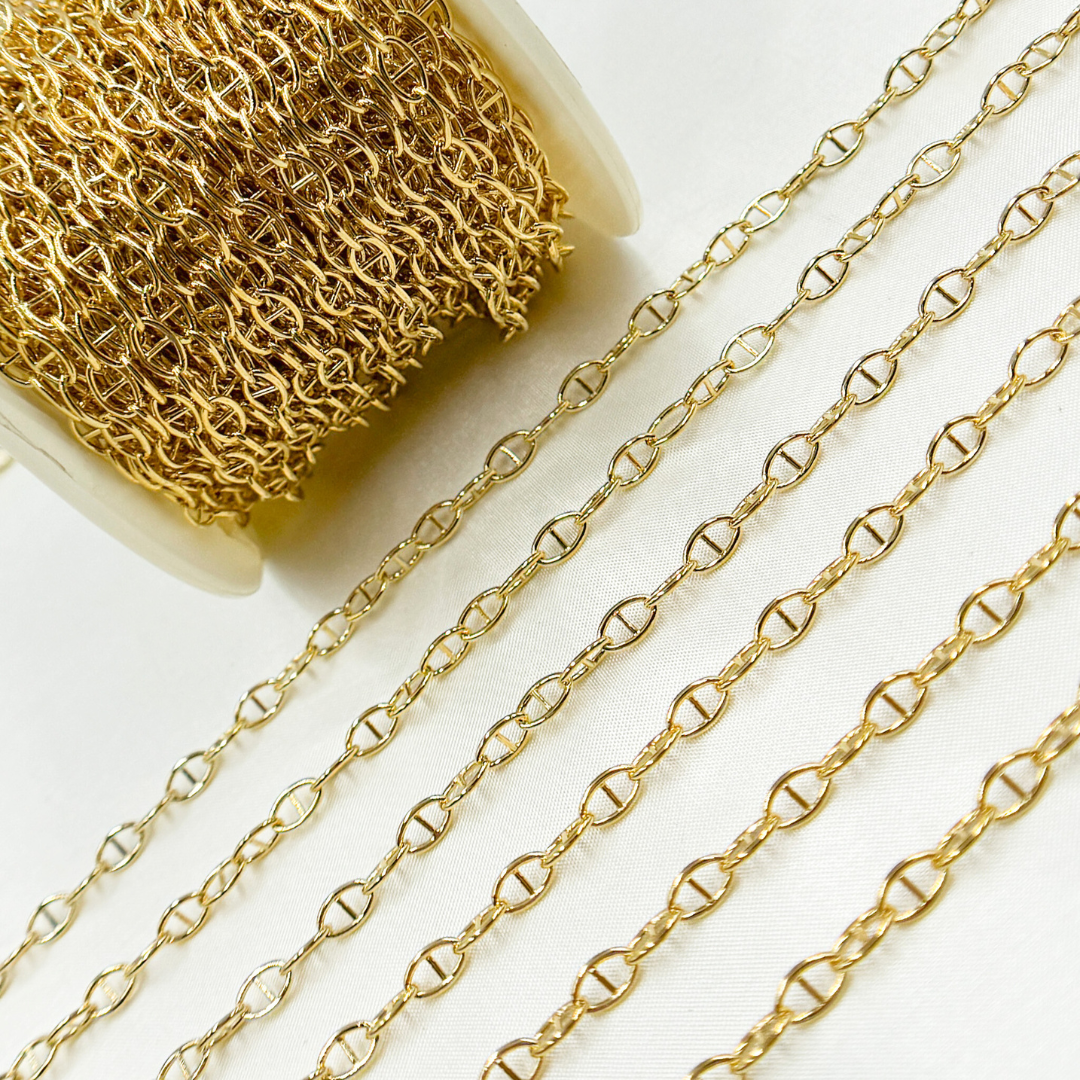 Z2GP. Gold Plated 925 Sterling Silver Smooth Marina Link Chain