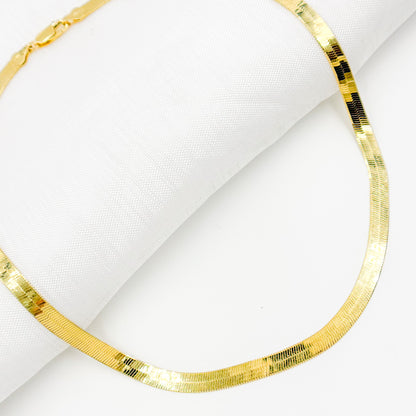 Gold Plated 5.5mm Herringbone Necklace