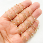 Load image into Gallery viewer, CMS58. Coated Peach Moonstone Wire Chain