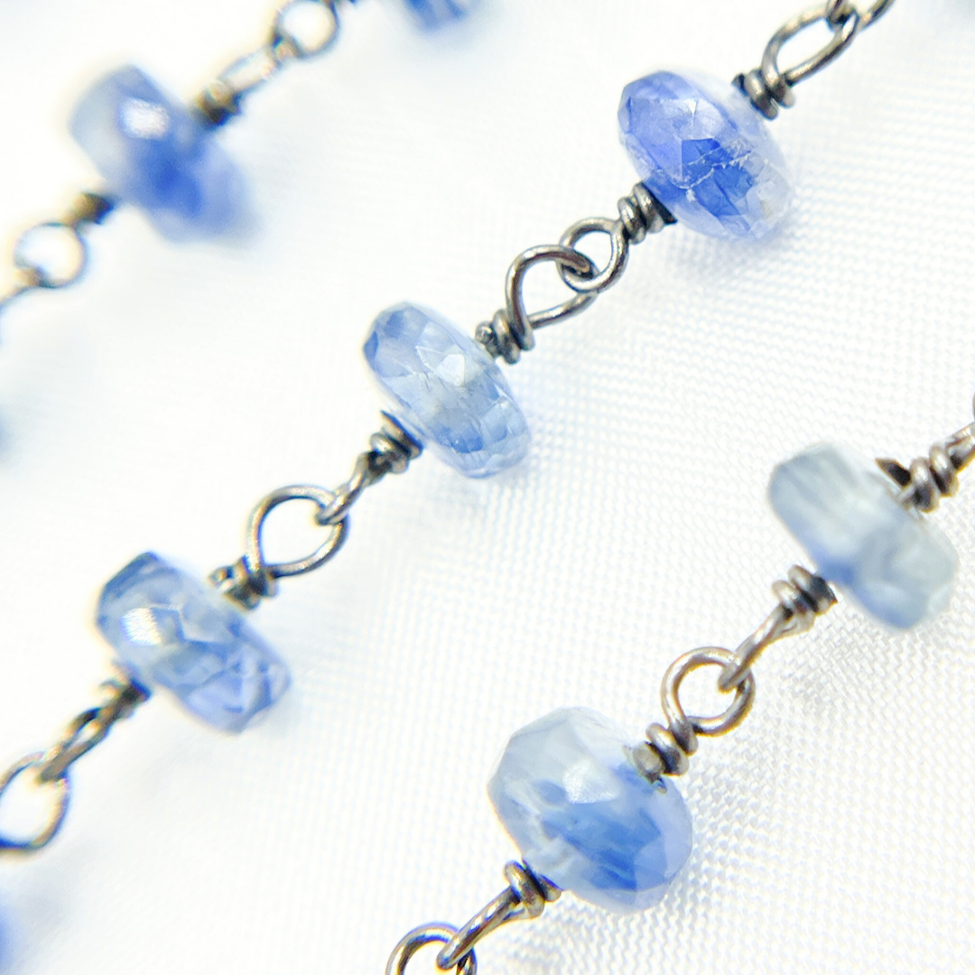 Kyanite Oxidized 925 Sterling Silver Wire Chain