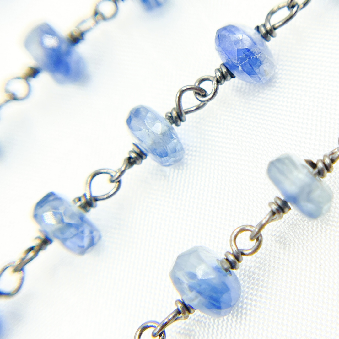 Kyanite Oxidized 925 Sterling Silver Wire Chain. KYA2