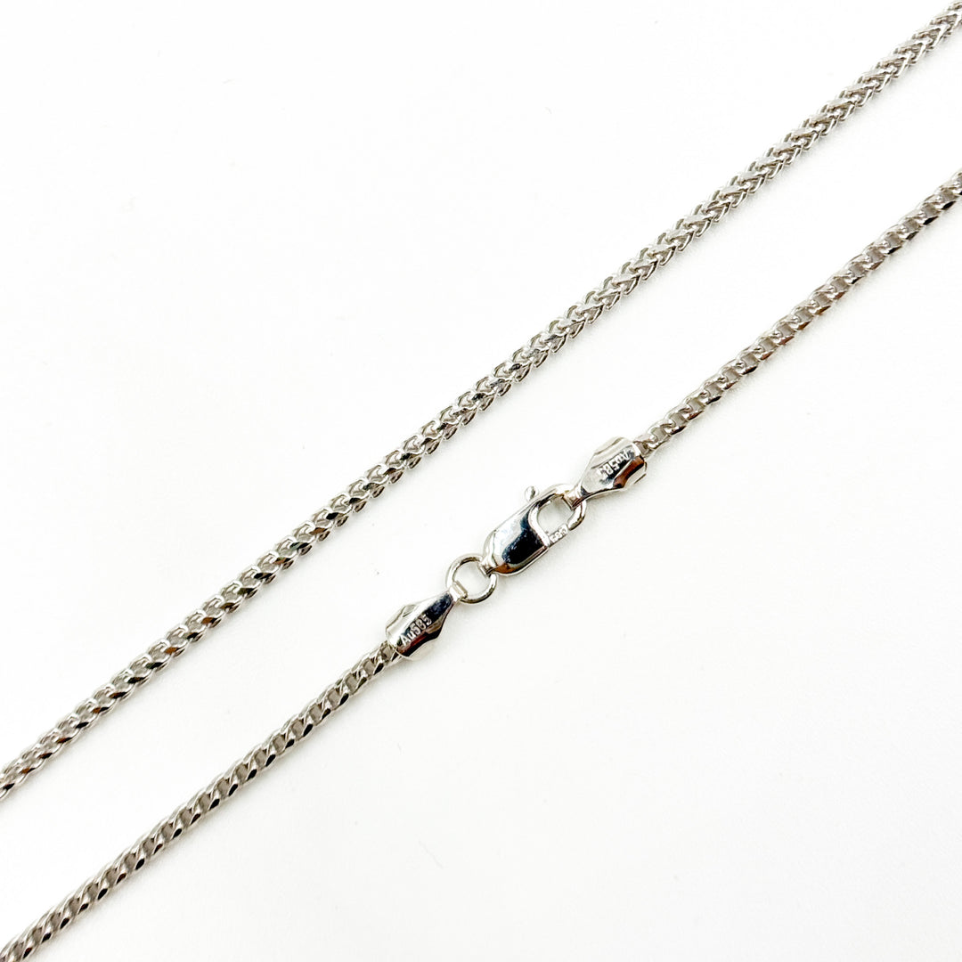 035SP3TFWG. 14K White Solid Gold Wheat Chain