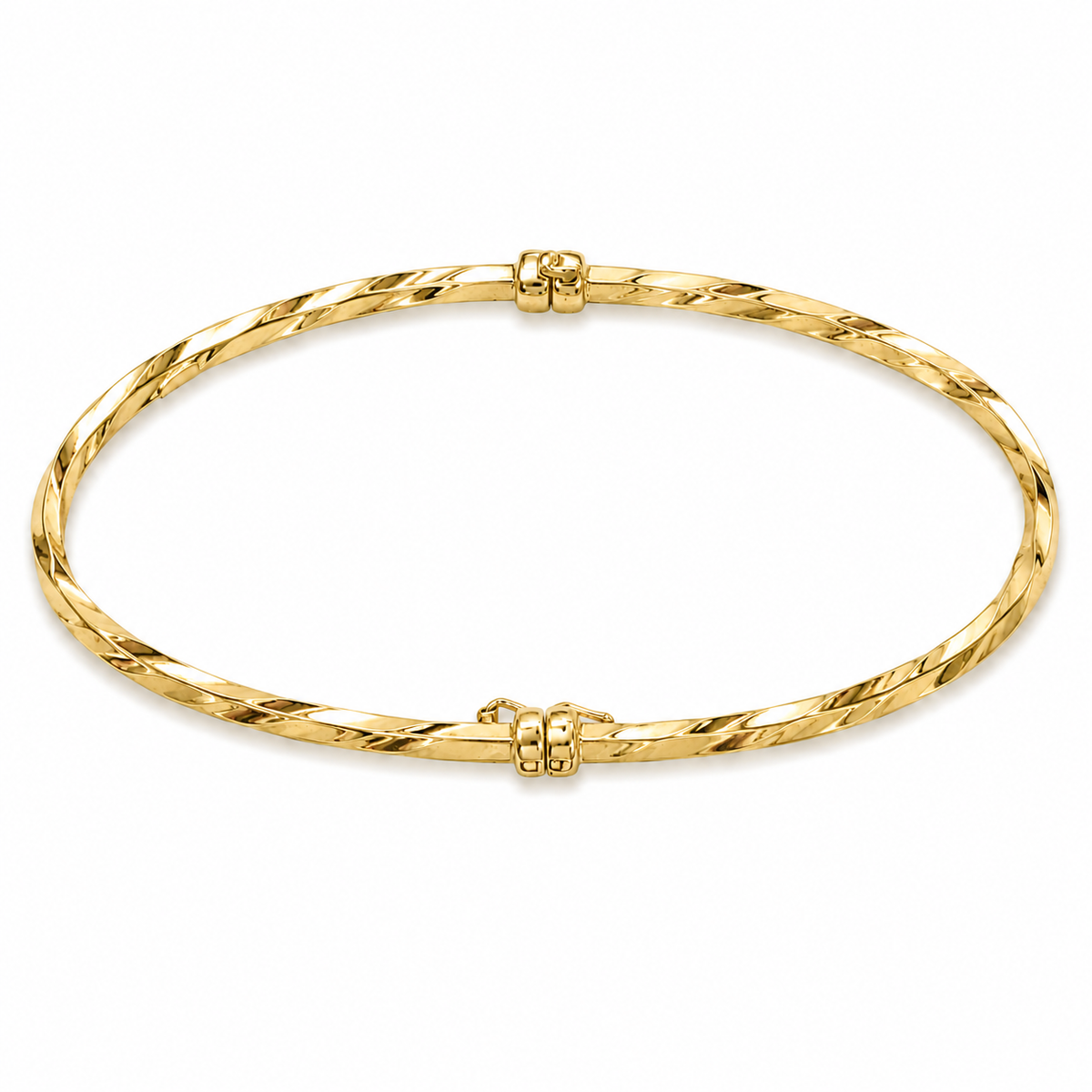 Bangle6. 14K Gold Twisted Hollow Bangle Bracelet