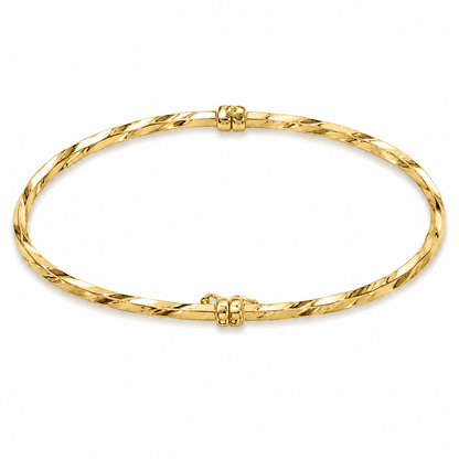 Bangle6. 14K Gold Twisted Hollow Bangle Bracelet