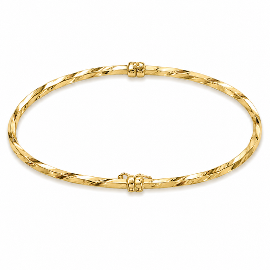 Bangle6. 14K Gold Twisted Hollow Bangle Bracelet