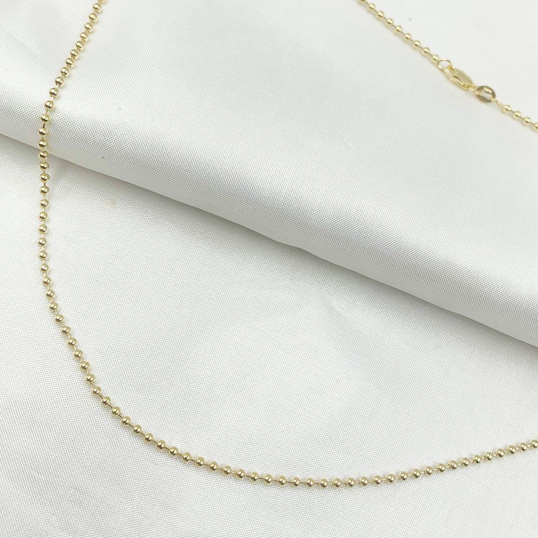 180CP. 14K Solid Yellow Gold Ball Necklace