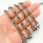 Load image into Gallery viewer, Black Rhodium 925 Sterling Silver Matt Flat Paperclip Chain