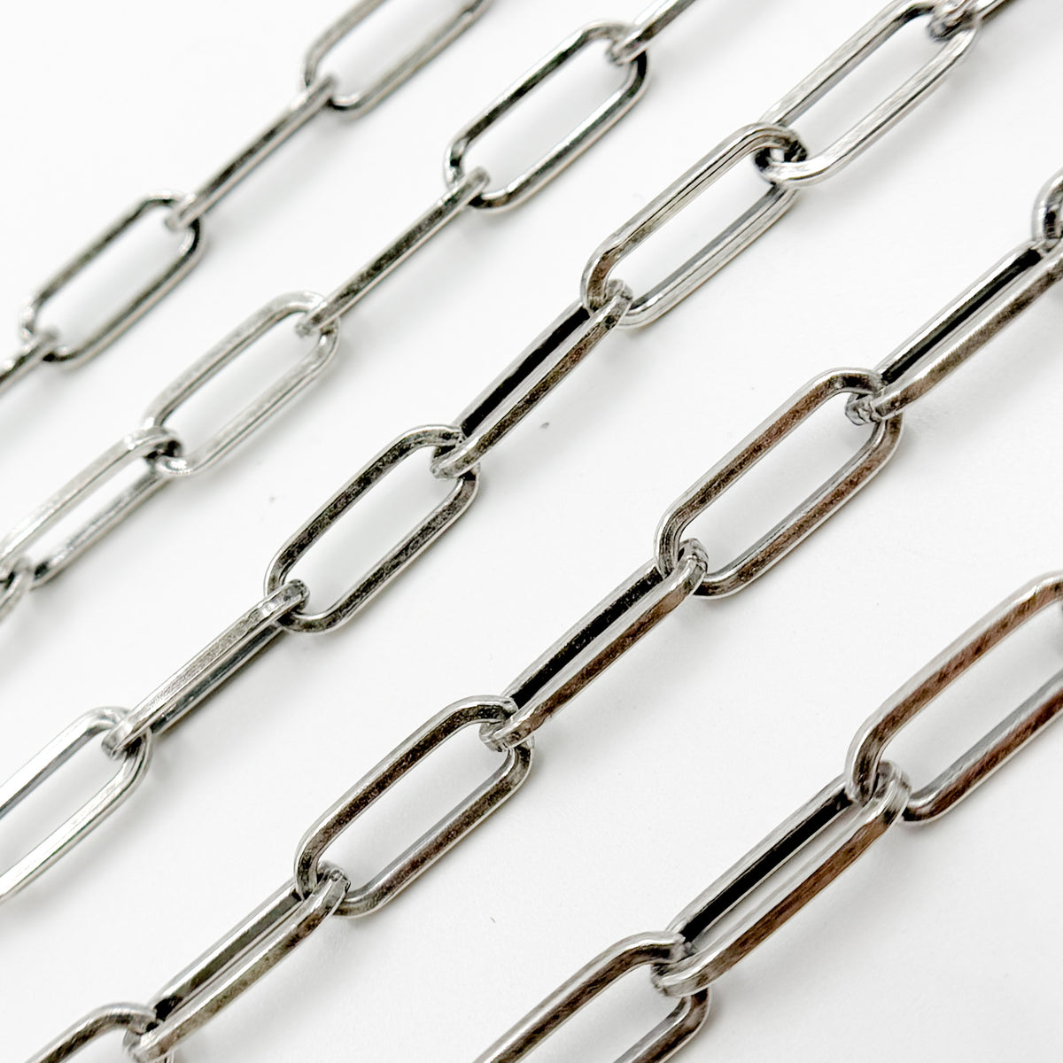 Oxidized Sterling Silver Flat Paperclip Chain