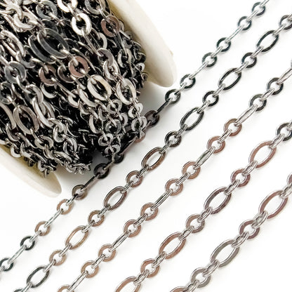 Black Rhodium Sterling Silver Oval and Round Link Chain