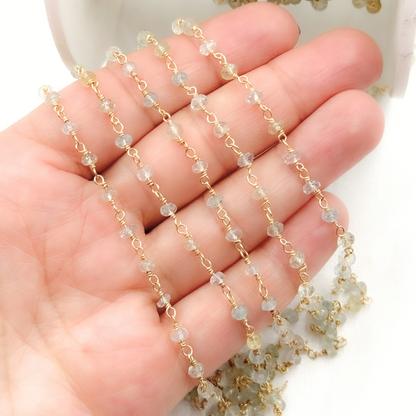 Multi Aquamarine Gold Plated Wire Chain