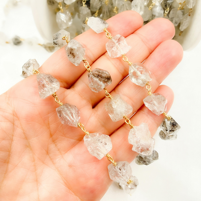 Diamond Quartz Gold Plated Wire Chain