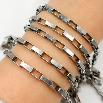 
Oxidized Sterling Silver Box Link Chain