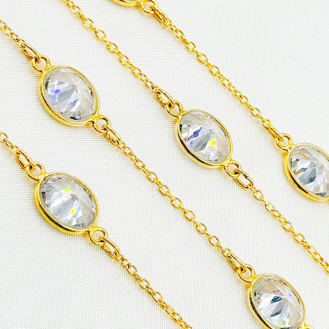 Cubic Zirconia Oval Shape Connected Chain