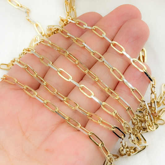 Gold Plated Sterling Silver Diamond Cut Paperclip Chain