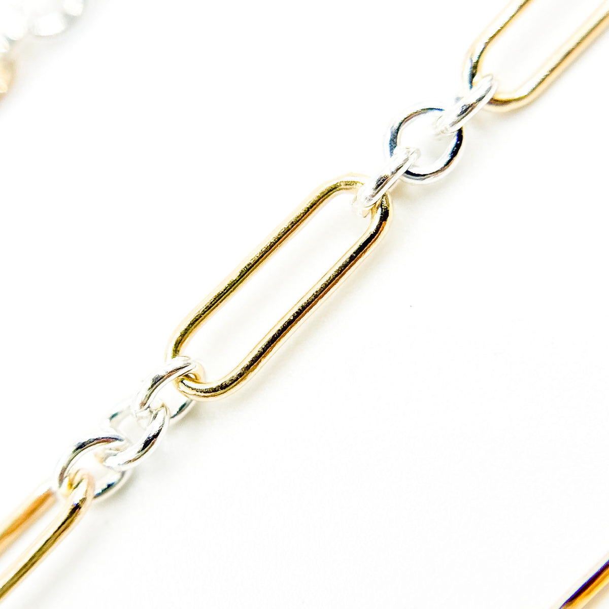 XM/2331/SP. 14k Gold Filled 1 Long & 3 Sterling Silver Short Link Chain