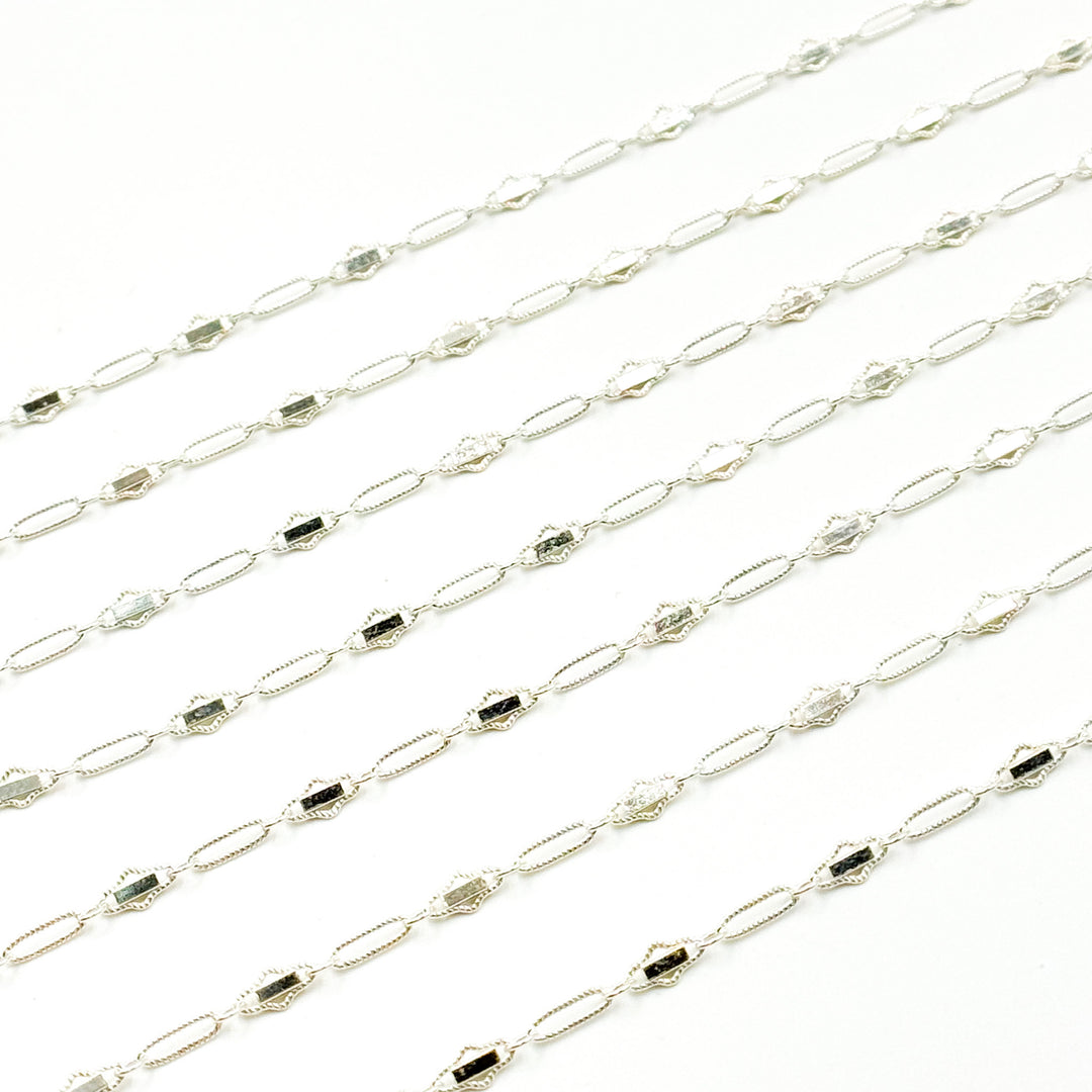Sterling Silver Fancy Twisted Oval Link Chain