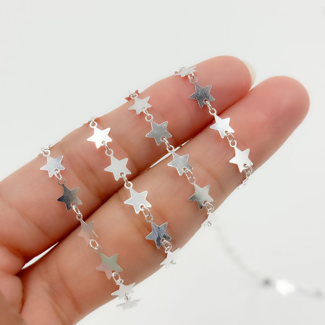 V312SS. 925 Sterling Silver Fancy Star-Link Chain