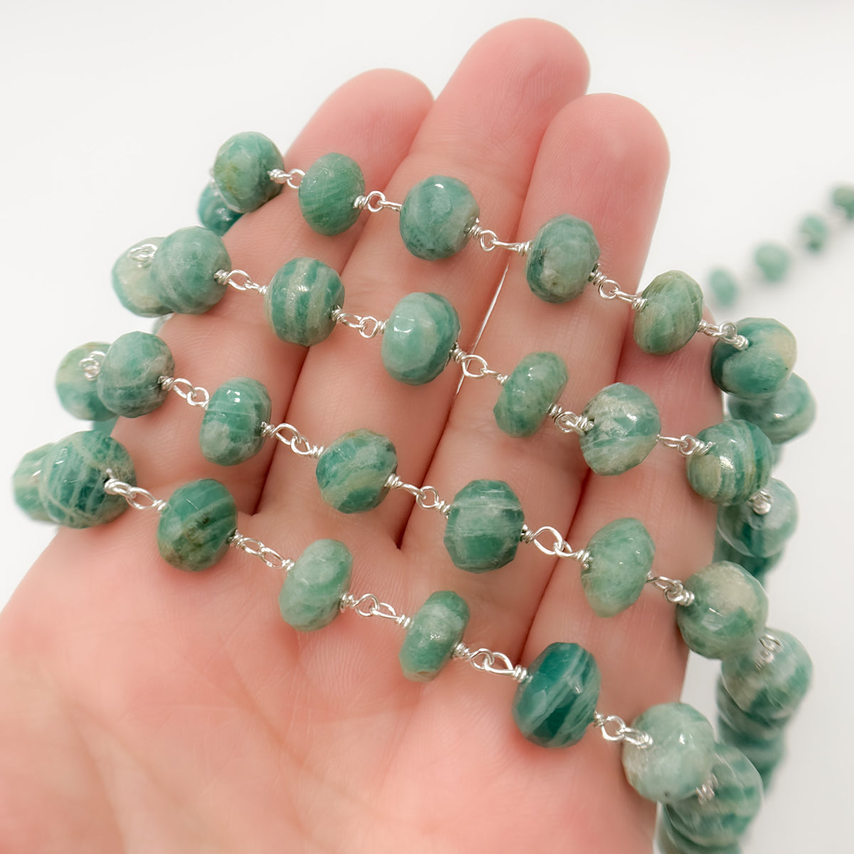 Amazonite Sterling Silver Wire Chain