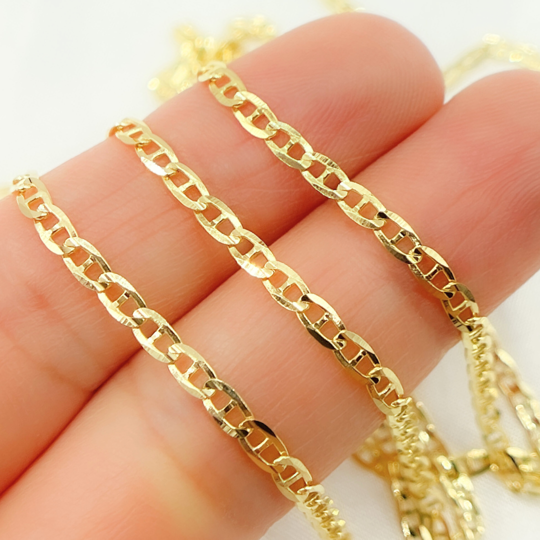 058FLP1FGT2A9L001byFt. 14k Solid Gold Flat Marina Link Chain