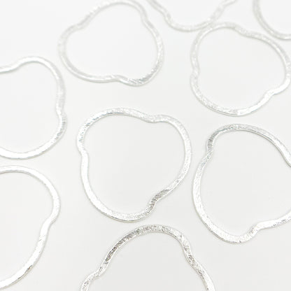  White Sterling Silver Brushed Uneven Connector