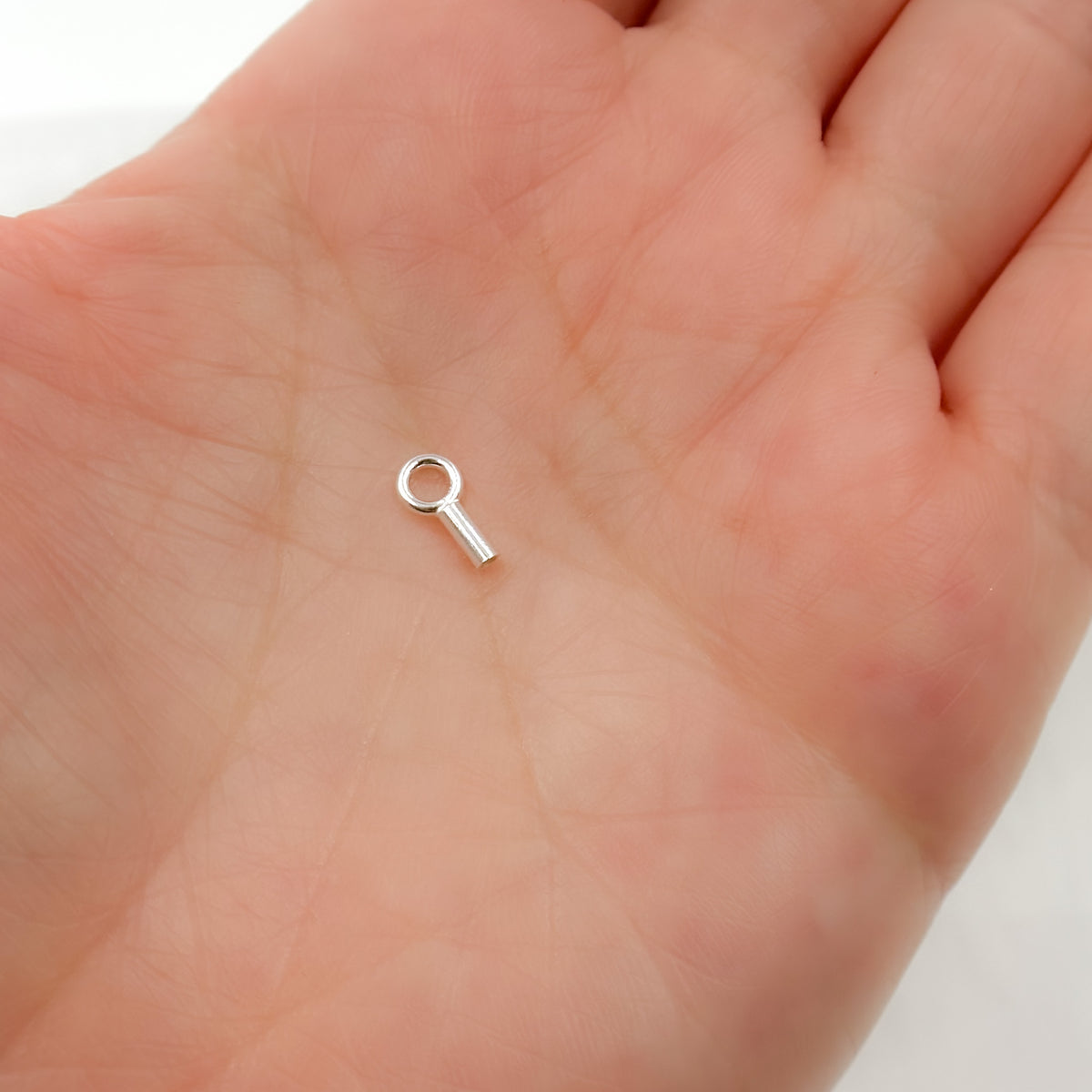 1.2MM White Sterling Silver Crimp Endcap with Ring