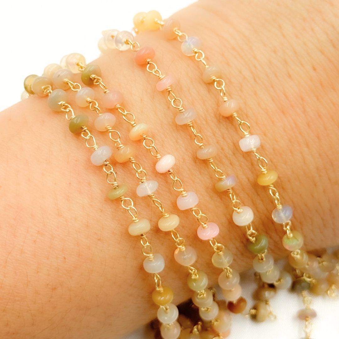 Ethiopian Opal Gold Plated Wire Chain