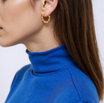 Load image into Gallery viewer, 15850003133. 14K Solid Gold Twist Double Round Hollow Hoop Earrings