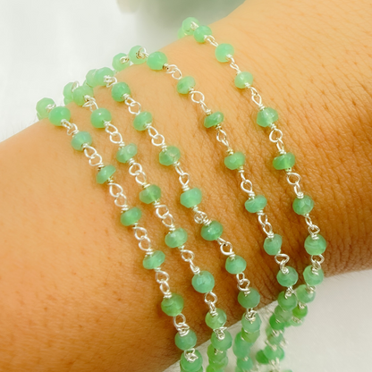 Chrysoprase Sterling Silver Wire Chain