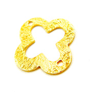 15mm Gold-plated Sterling Silver Brushed Flower Connector