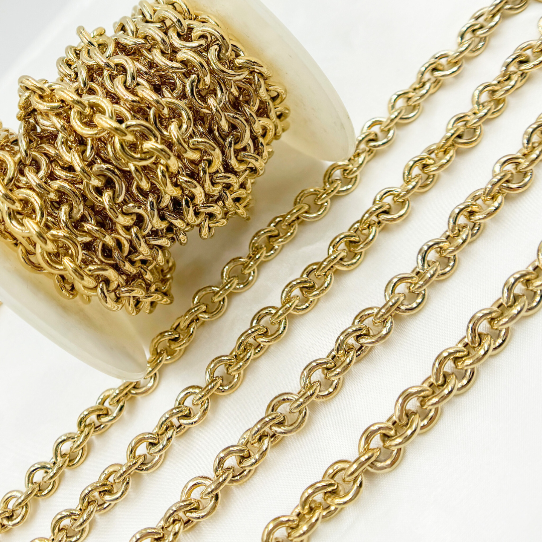 Y121GP. Gold Plated 925 Sterling Silver Hollow Smooth Circle Link Chain