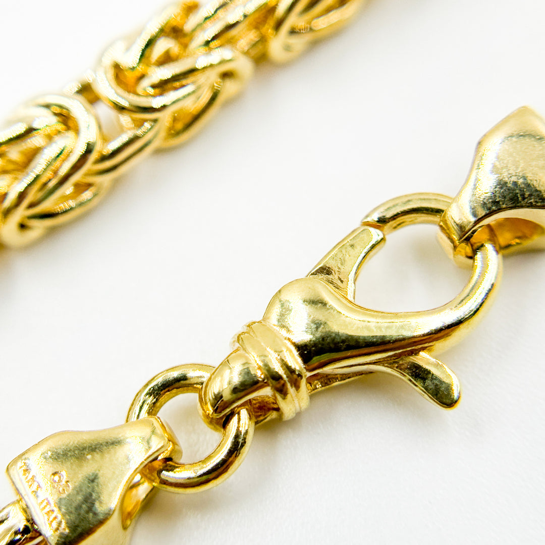 TRE003. 14K Solid Gold Hollow Byzantine Necklace