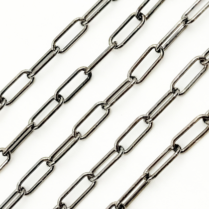 V7BR. Black Rhodium 925 Sterling Silver Paperclip Chain